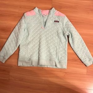 Mint & Pink Vineyard Vines Quilted Pullover
